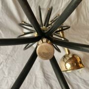 Lustre 6 feux vintage en métal noir et laiton