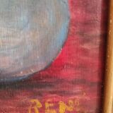 Peinture à l'huile fleurs vintage, France signée René