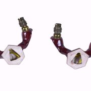 Pair of art deco wall lights in carmine red / burgundy earthenware.
