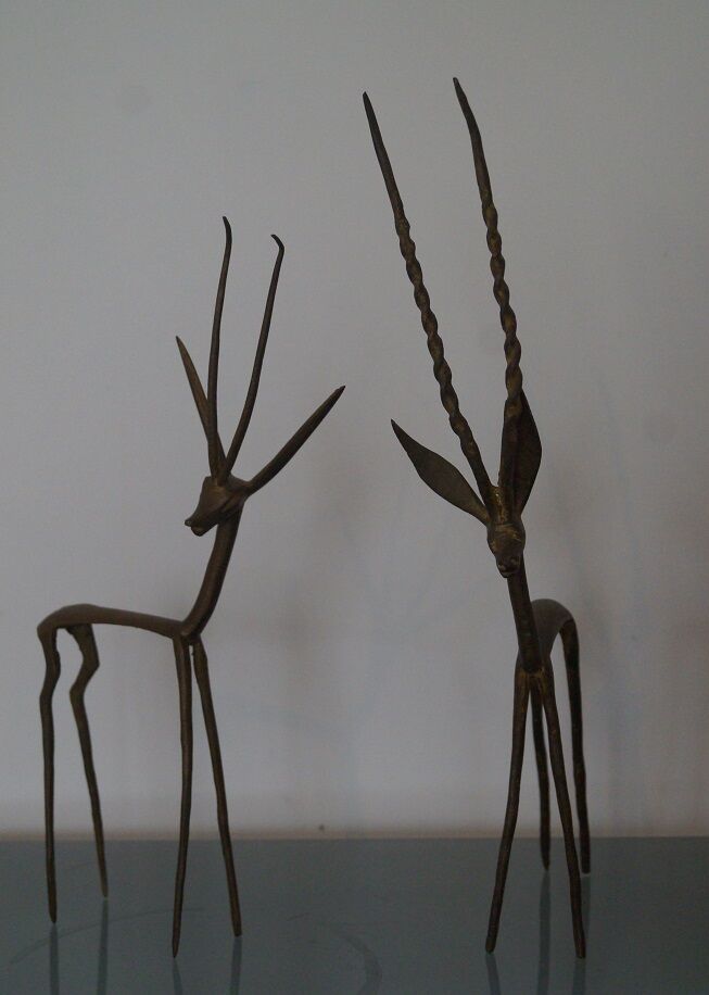 Pair of brass gazelles