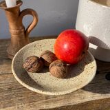 Standing cup in speckled enamelled sandstone brown beige