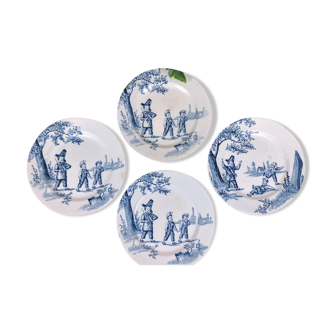 Set of 4 plates flat country guard earthenware clairefontaine