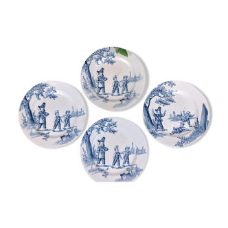 Set de 4 assiettes plate garde champêtre faïencerie clairefontaine