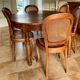 Extendable table and 6 antique caned chairs Louis XV style vintage cherry wood