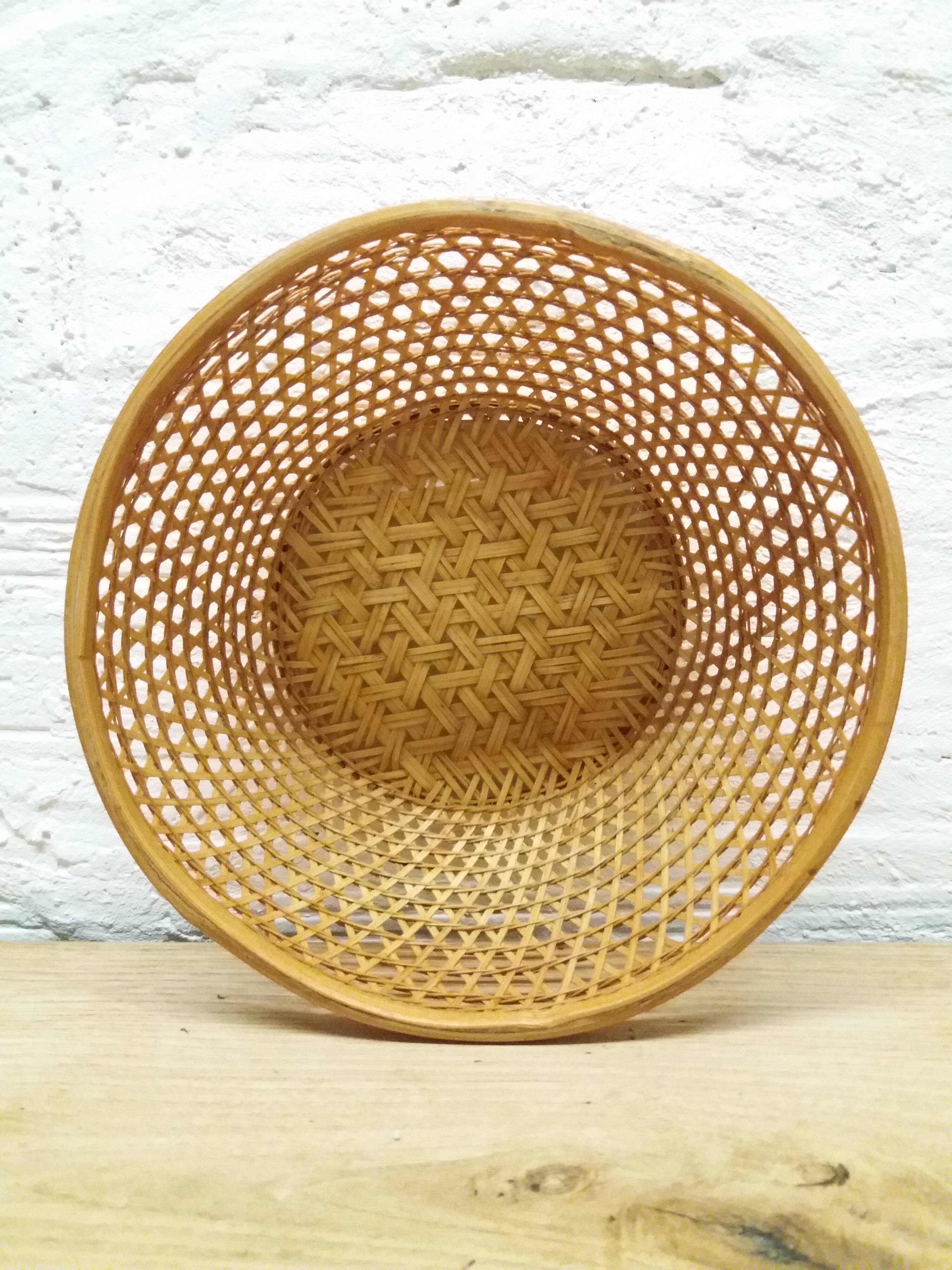 Vintage braided rattan basket