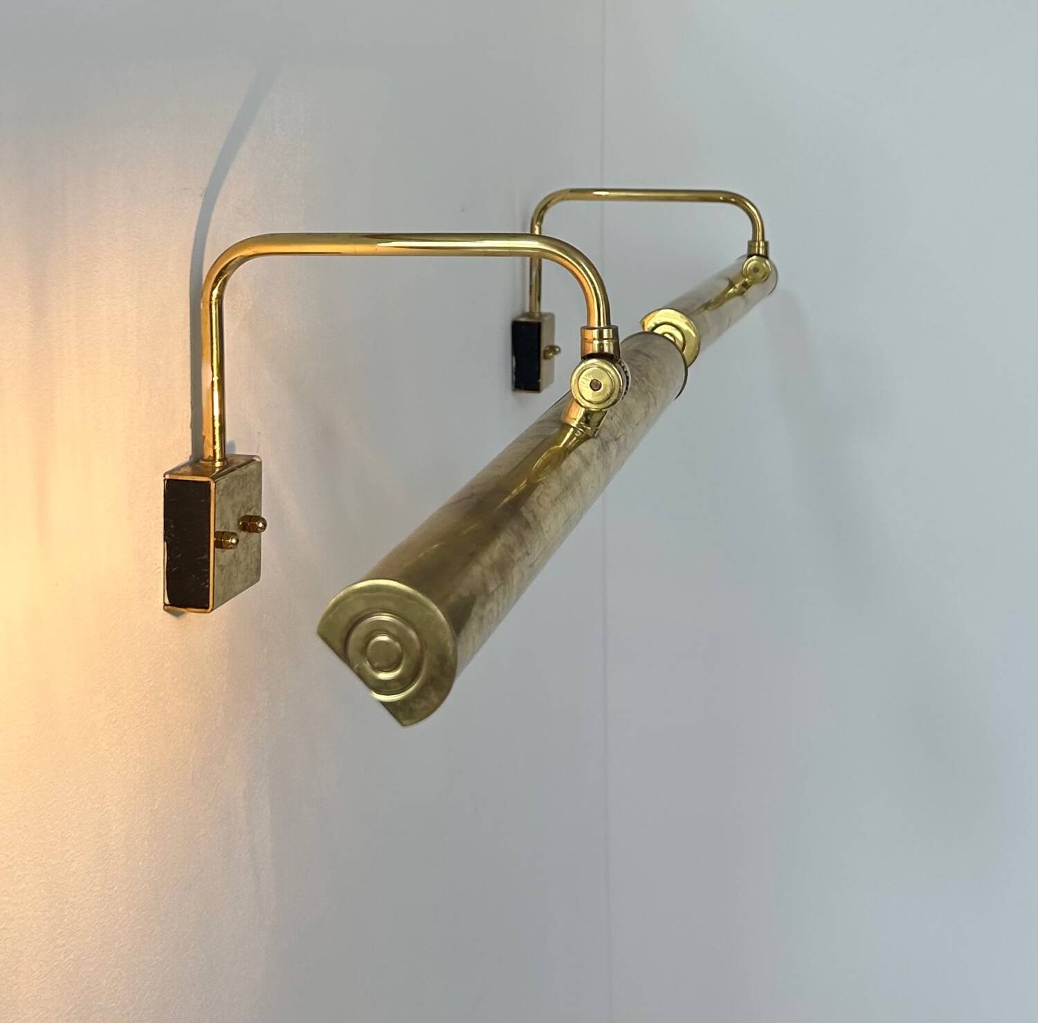 Pair of vintage adjustable brass wall lights, France 1970