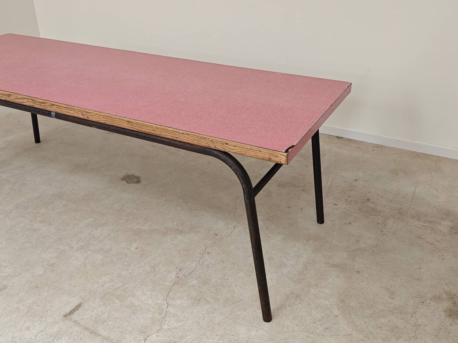 1960s pink Formica and metal refectory table