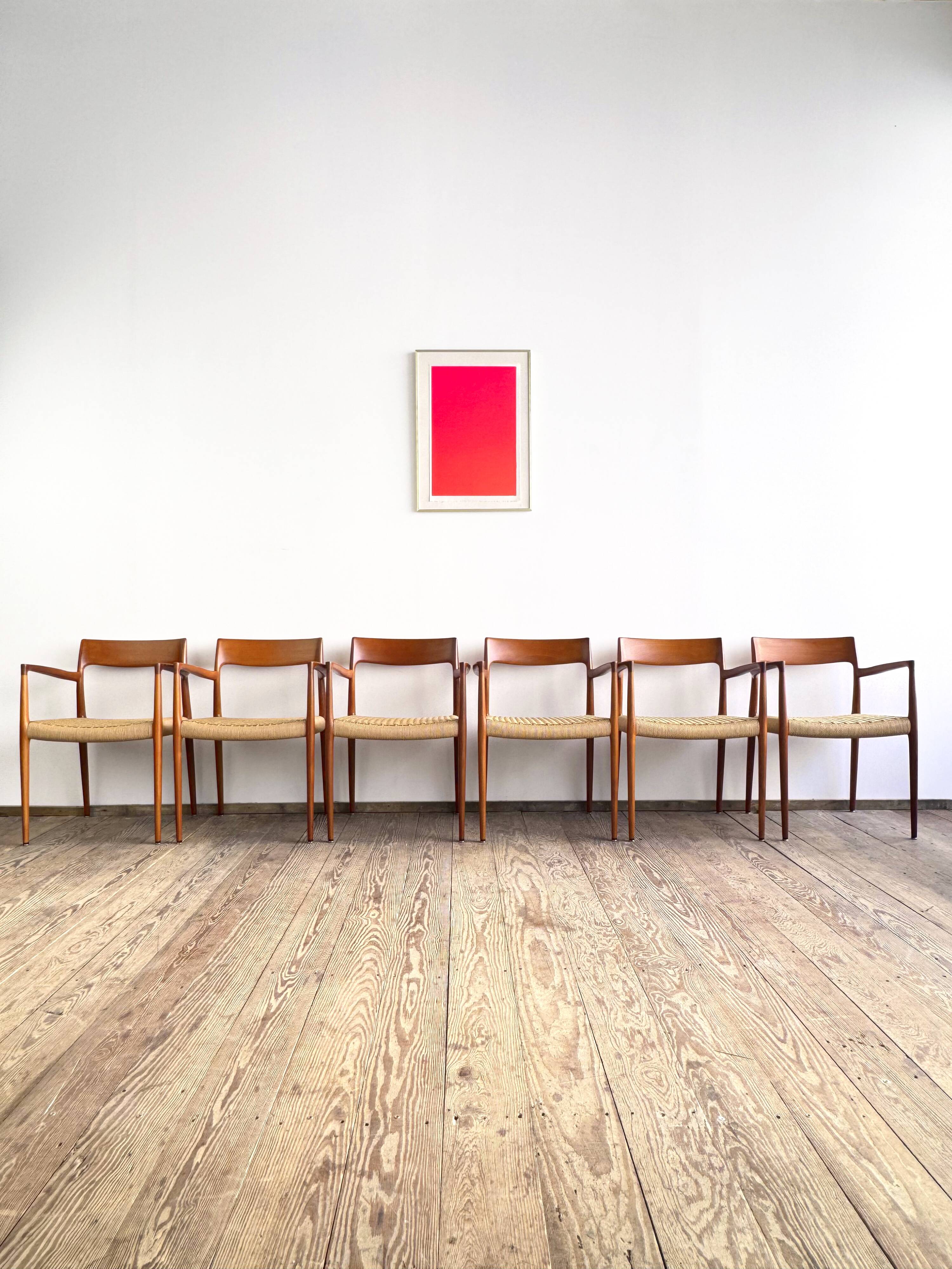 Chaises de Salle à Manger Danoises  Modèle 57 en Teck, Niels O. Møller,  JL Mollers, Ensemble de 6