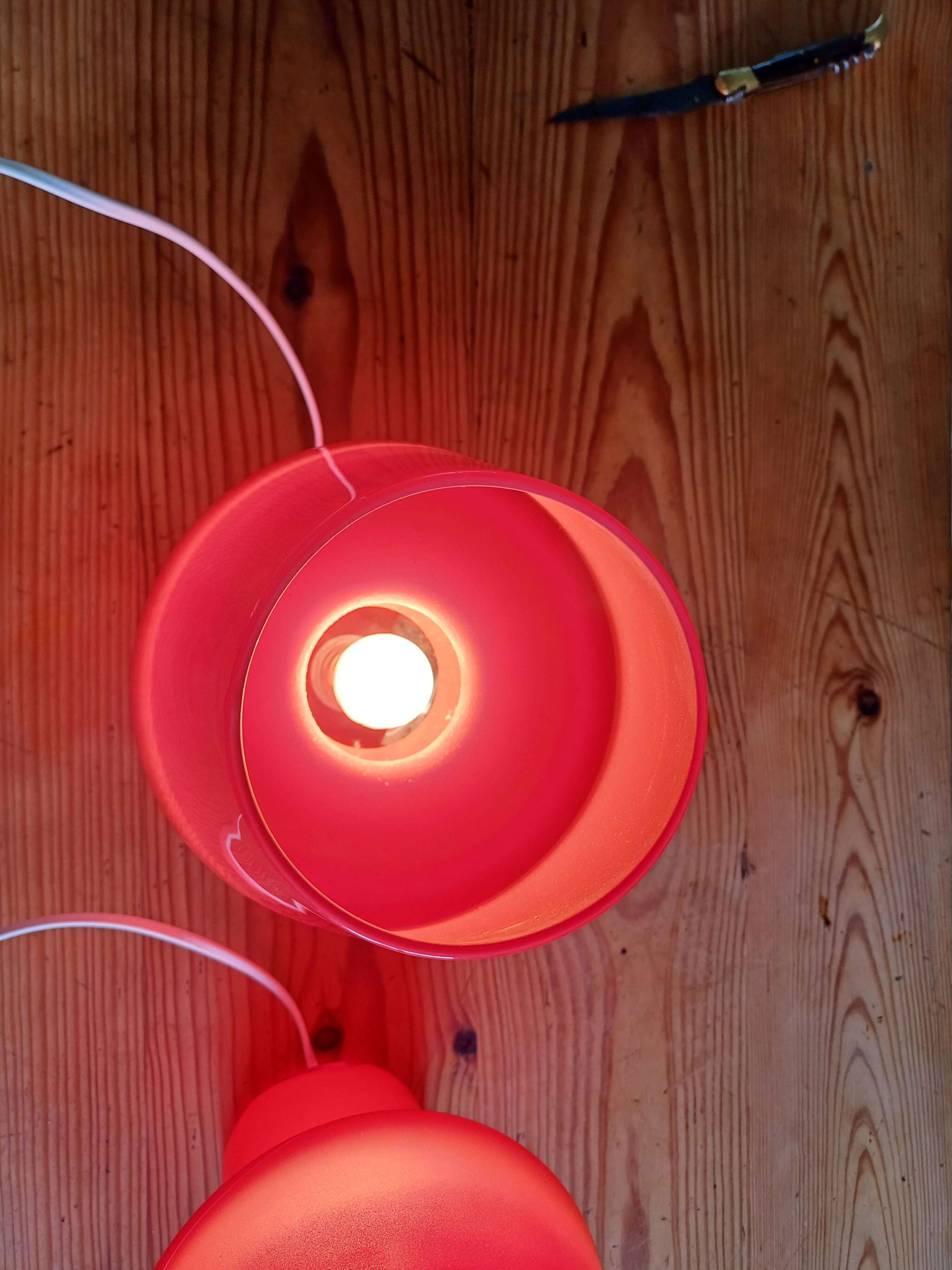 Pair of Vintage Red Opaline Lamps