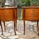 Pair of marquetry bedside tables