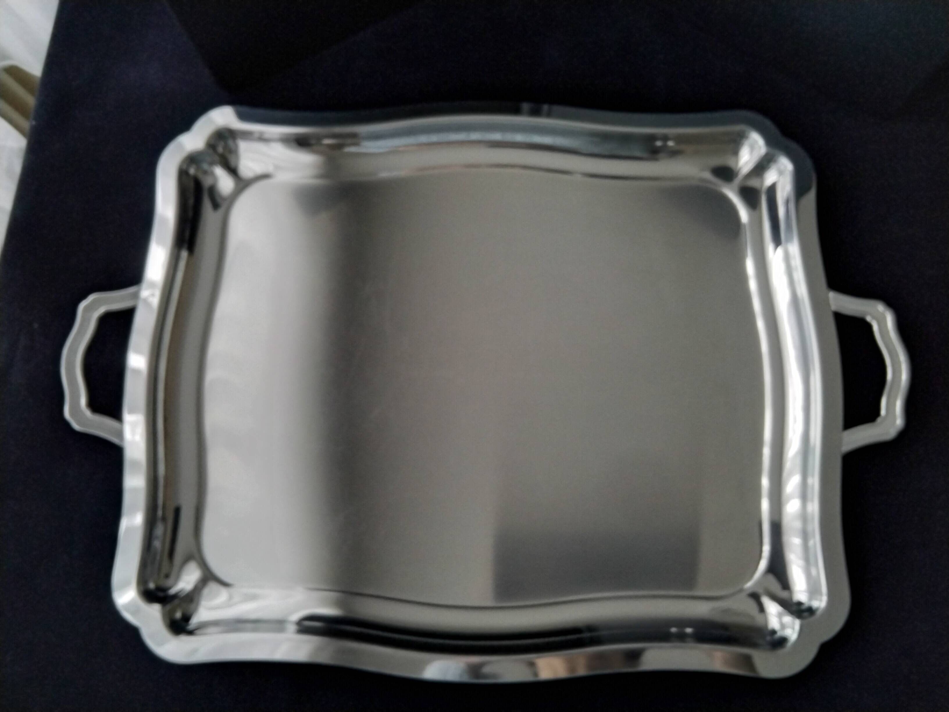 Large stainless steel serving tray 38 x 45.5 cm