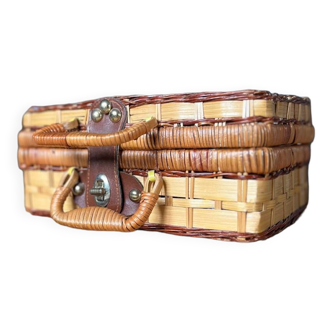 small rattan suitcase