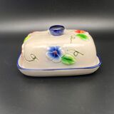 Ceramic butter dish with colored flowers