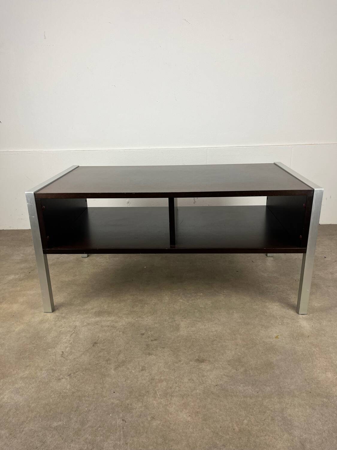 1970s coffee table in teak and aluminium