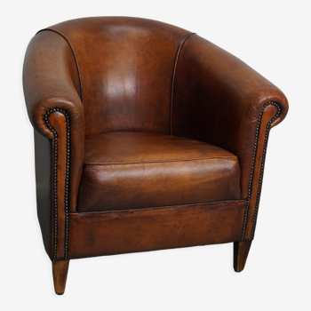 Dutch cognac colored leather club chair