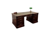 Classic English partner desk green leather