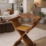 Antique Italian Savonarola Chair, Late 19th Century