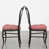 Set of 2 antique French Napoleon III chairs inlaid with mother-of-pearl