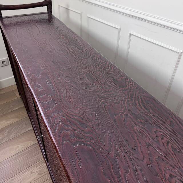 Vintage sideboard in woven wicker and bamboo