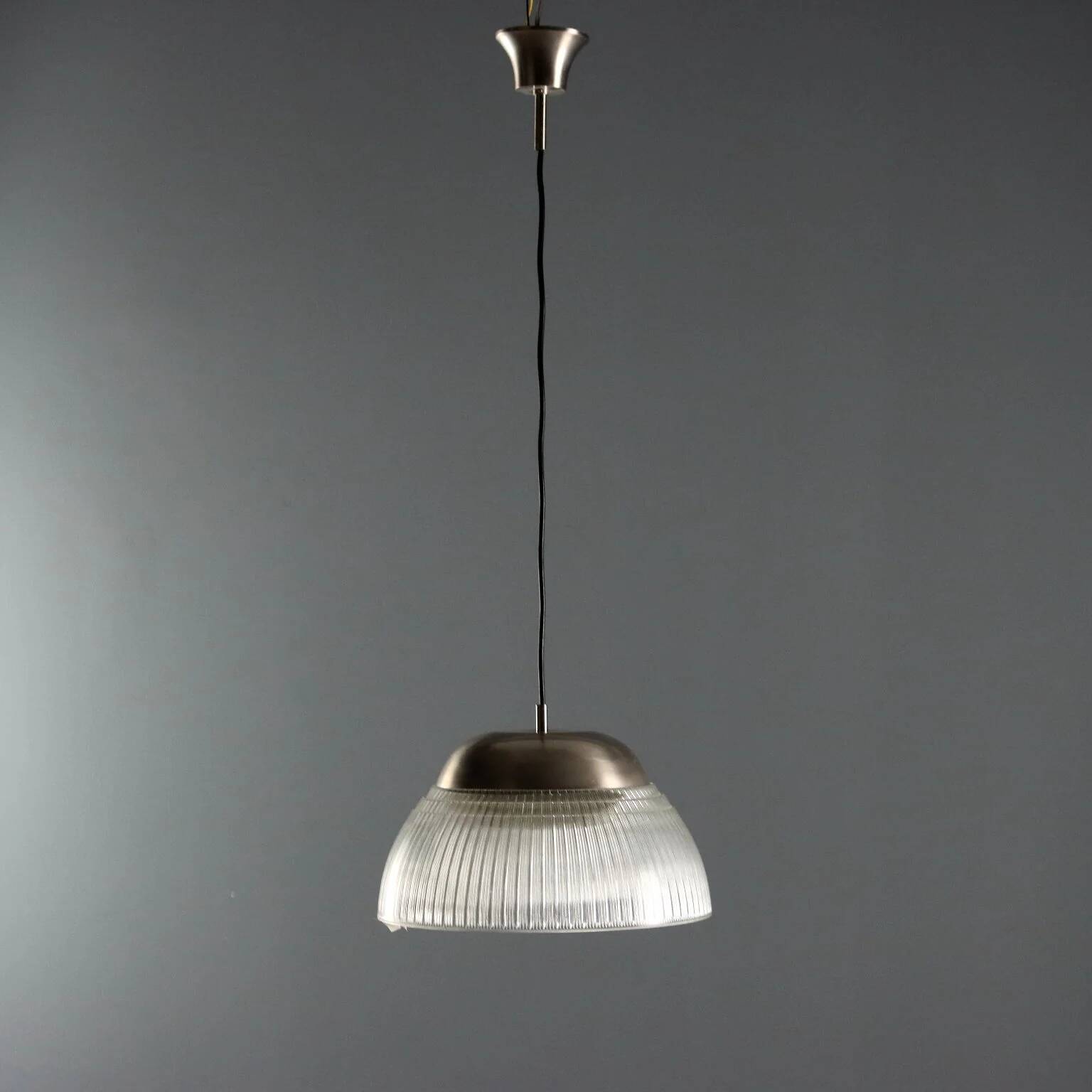 Lustre vintage en métal chromé et verre, design, Italie, années 1970