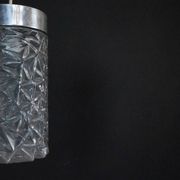 Pair of Italian Pendant Lights in Glass and Polished Aluminum, 1970s