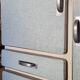 Buffet formica asymétrique, vert pâle, aluminium, vintage, années 50