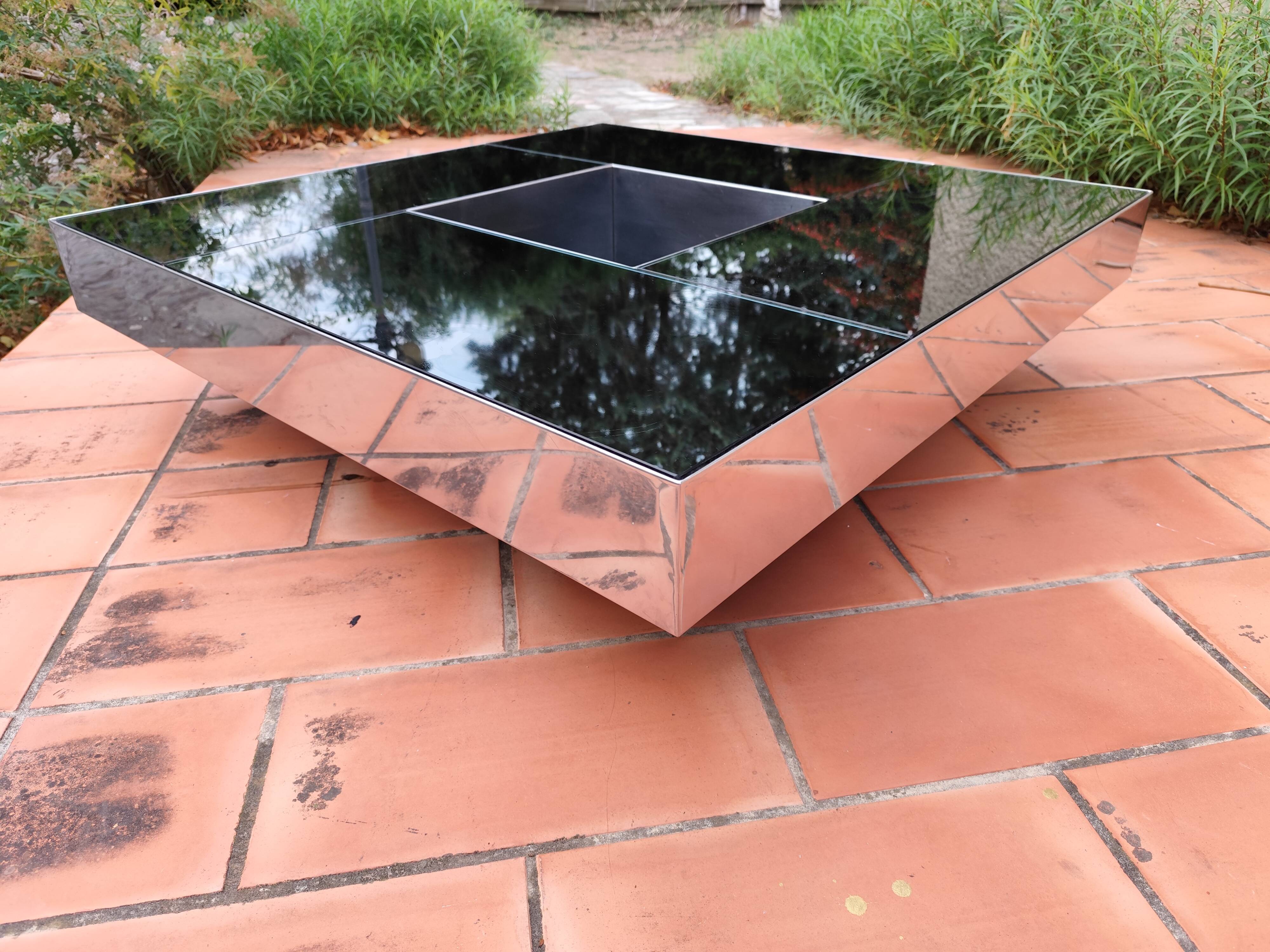 Shilling mirrored coffee table by Ausenda, Baldo Grossi & Gavioli