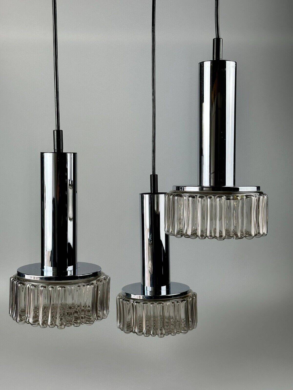 60s 70s 3-flame cascade lamp from Staff Leuchten Germany chrome glass