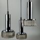 60s 70s 3-flame cascade lamp from Staff Leuchten Germany chrome glass
