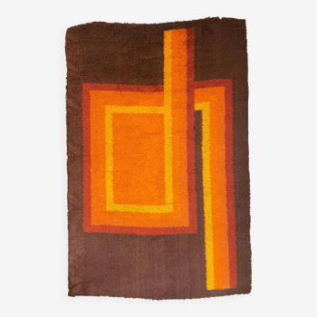 Vintage designer rug 1970 French cubist