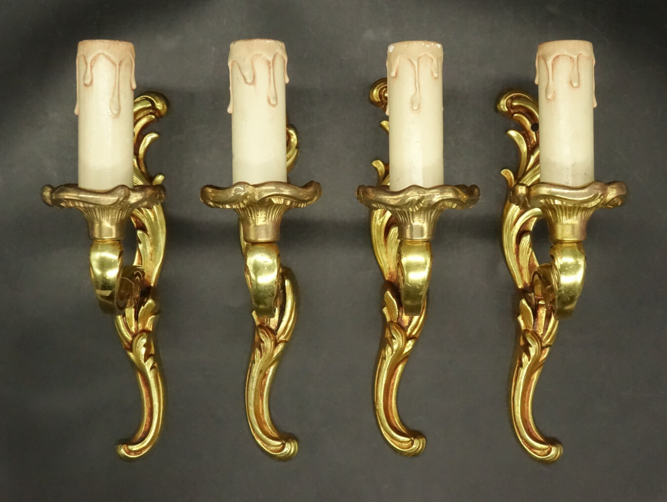 Series of 4 louis XV style wall lamps - Lucien Gau, Paris