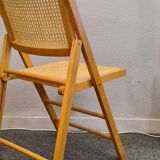 Folding wooden and cane chair