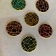 Set of 6 vintage cloisonné enamel and gold metal coasters - Style