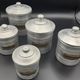 Set of 5 round boxes of aluminum, flour, sugar, coffee, tea, spice