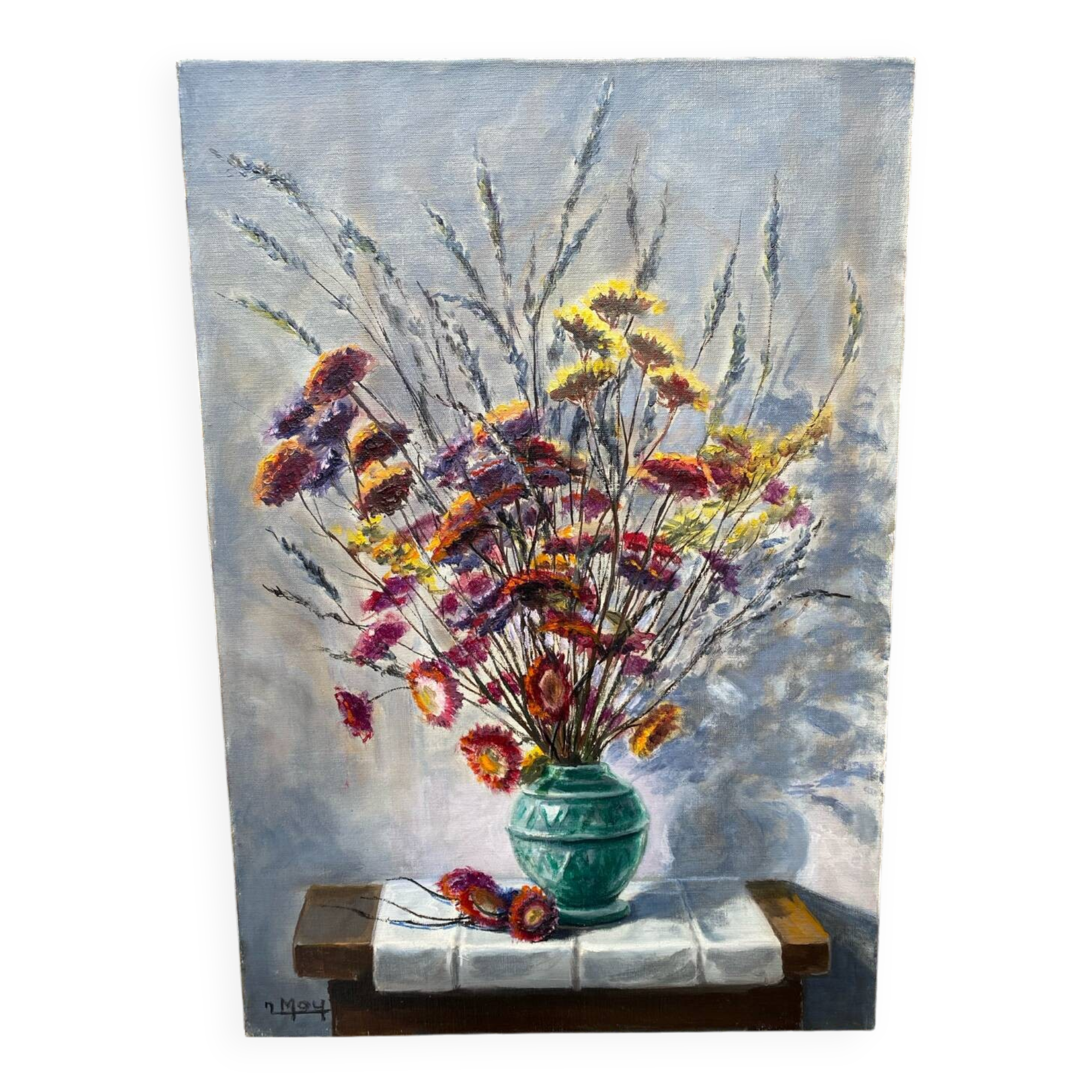 Painting bouquet of dried flowers J.Moy