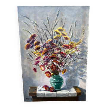 Painting bouquet of dried flowers J.Moy