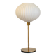 Lampe de table à poser avec un globe strié blanc, style origami et un pied doré