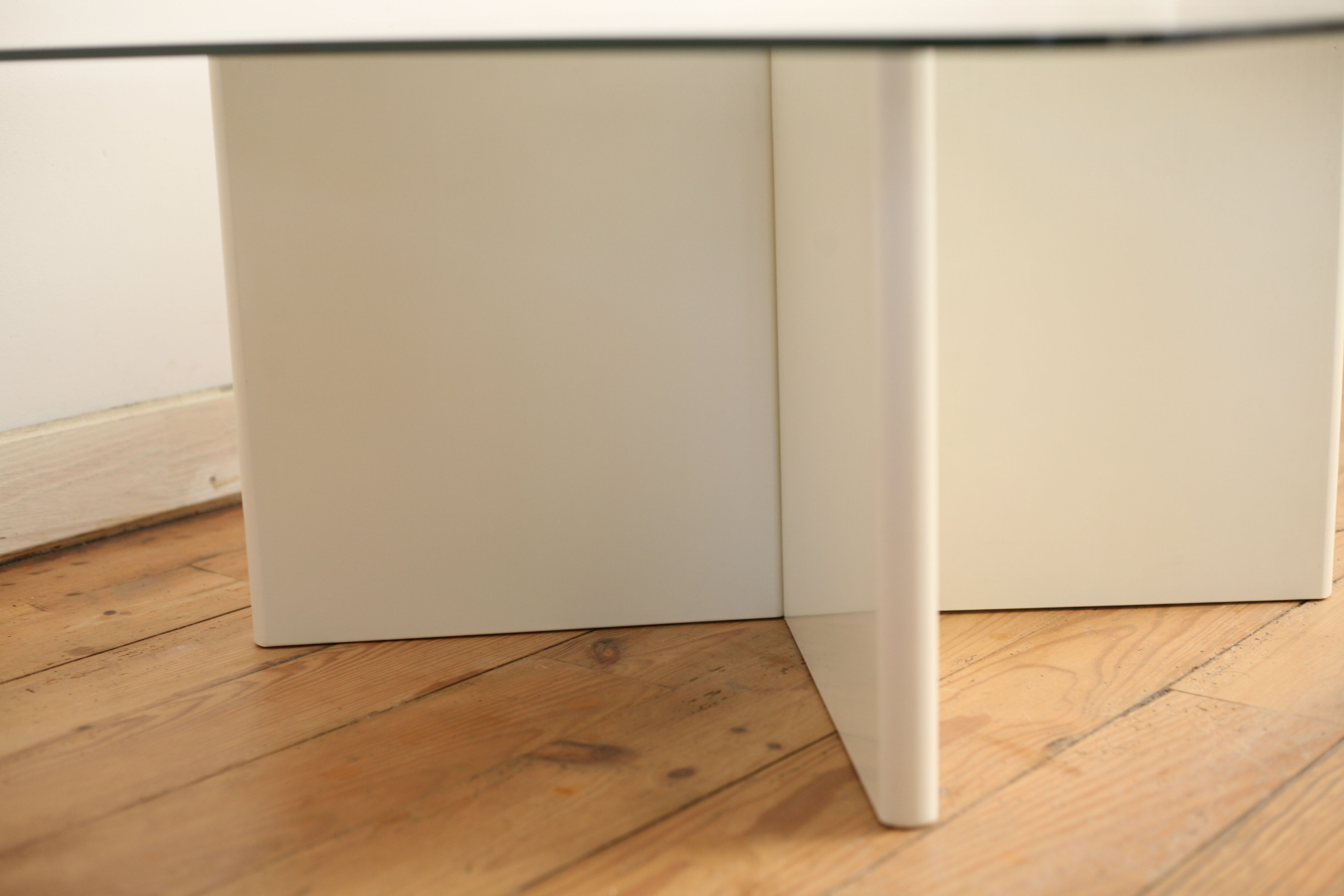 Wood and glass coffee table , France, circa 1980