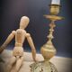 Duo worked brass candle holders