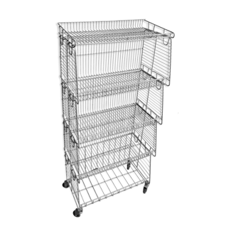 Rolling vintage store metal shelf