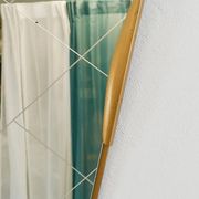 Large Trapezoidal Golden Wall Mirror With Engraved Diamond Pattern, Austria, 1950s