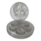 Set of 4 vintage hobnail pressed glass oyster plates