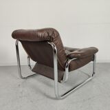 Sofa and 2 armchairs by Johan Bertil Ugggstrom 1970s chrome leather