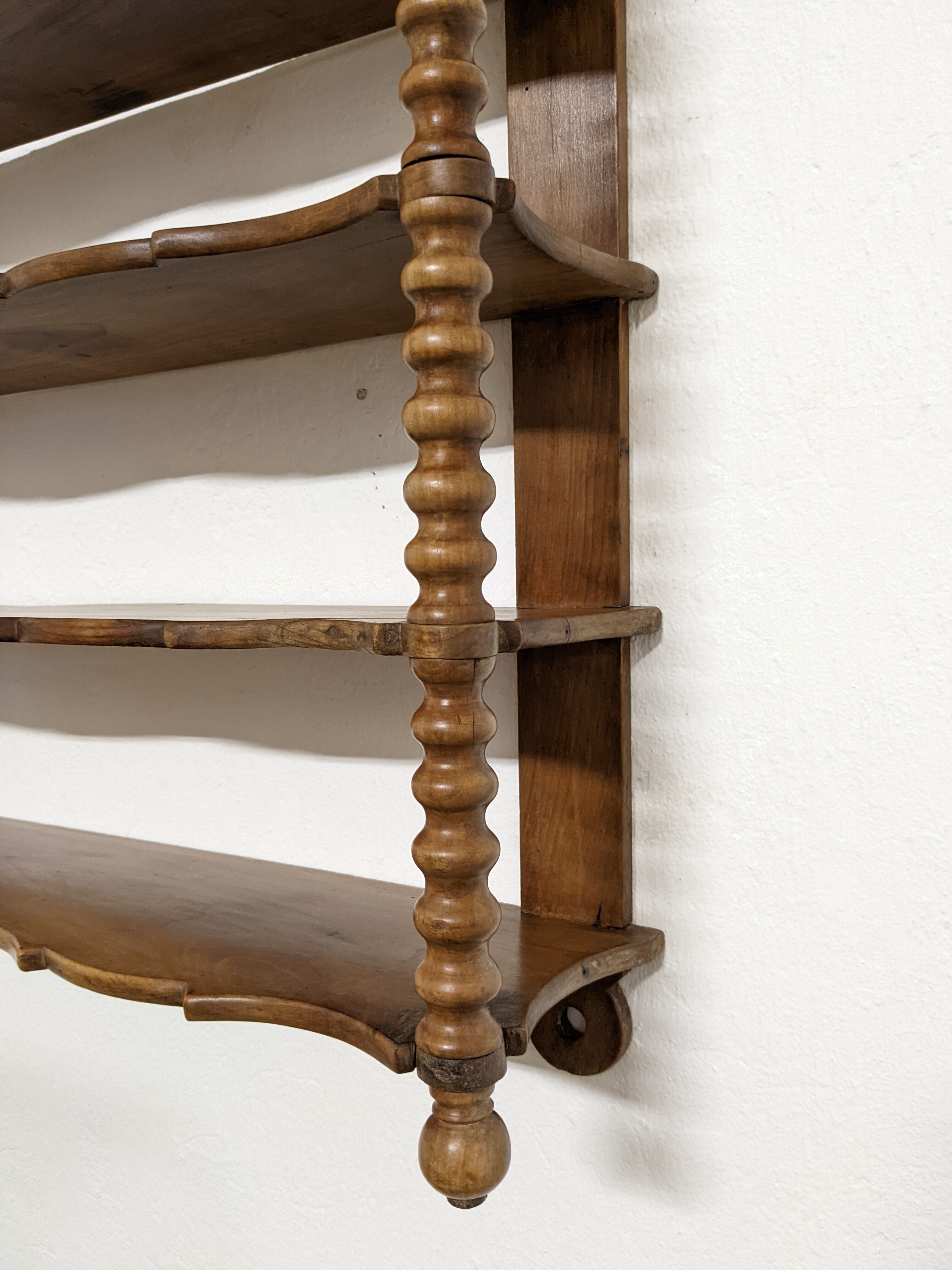 Wooden wall shelf turned late nineteenth century
