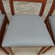 Set of 6 cherry wood style chairs with gray imitation leather seat