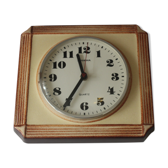 Ceramic kitchen wall clock, vintage from the 1970s, complete usuable