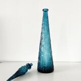Carafe italienne Empoli en verre bleu, 1960