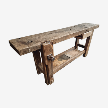 Antique workbench oak side table or bathroom furniture