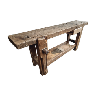 Antique workbench oak side table or bathroom furniture