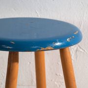 Antique wooden stool with a round seat – Central Europe, around 1950